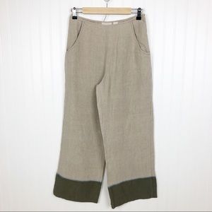 J Jill Linen High Rise Pants Wide Leg Tan Brown 8P